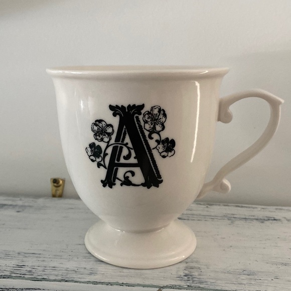 Anthropologie Monogram Initial A Footed Pedestal Coffee Mug - Picture 1 of 5